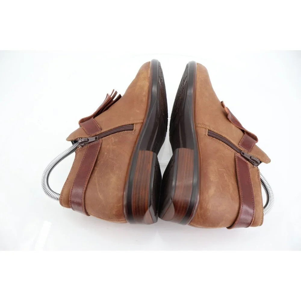Naot Women's Meltemi Boot Size 39 8 Chelsea Pull On Brown Kiltie Bootie Comfy